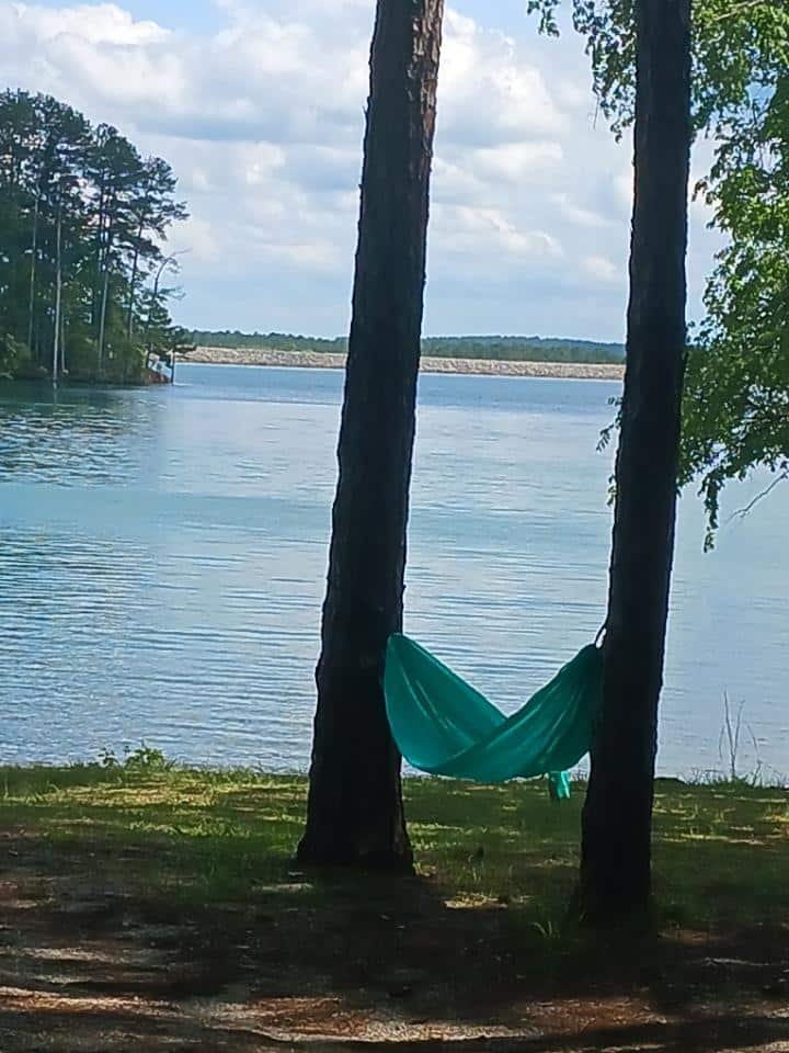 relaxing hammock near a lake in forsyth georgia